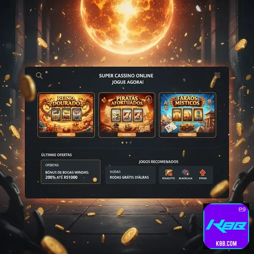 Tela mobile da k8b.com com navegação otimizada