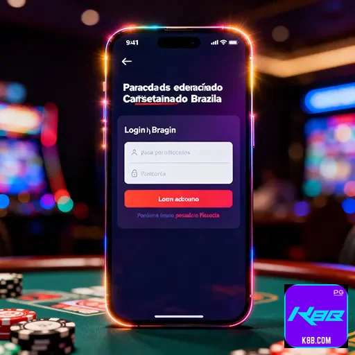 Tela da plataforma k8b.com no celular em acesso móvel